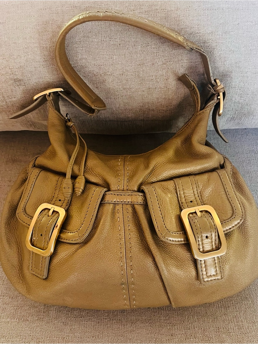 Cole Haan Classic Leather Hobo Bag in Olive Brown